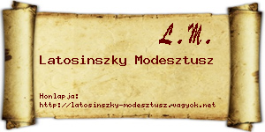 Latosinszky Modesztusz névjegykártya